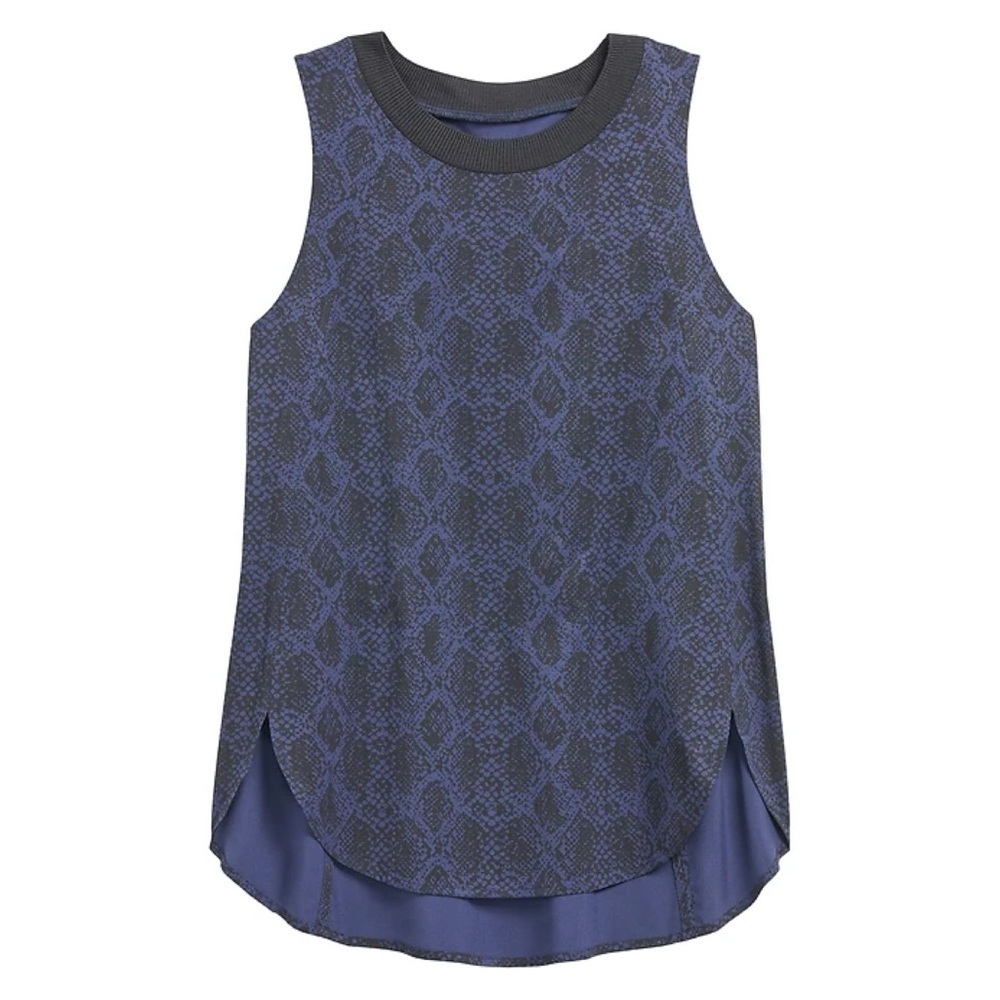 Athleta Women’s Zephyr Print Tank Top Sleeveless Activewear in Blue Python XS